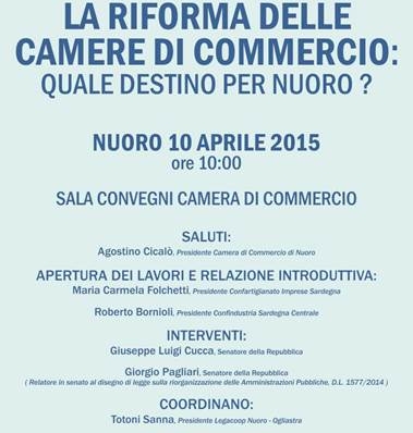 Convegno “La riforma delle camere di commercio”, Nuoro 10 aprile 2015